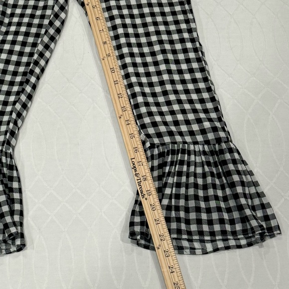 Lucca Pull On Black And White Lined Cropped Wide Leg Pants Ruffle Hem Small - Picture 7 of 9